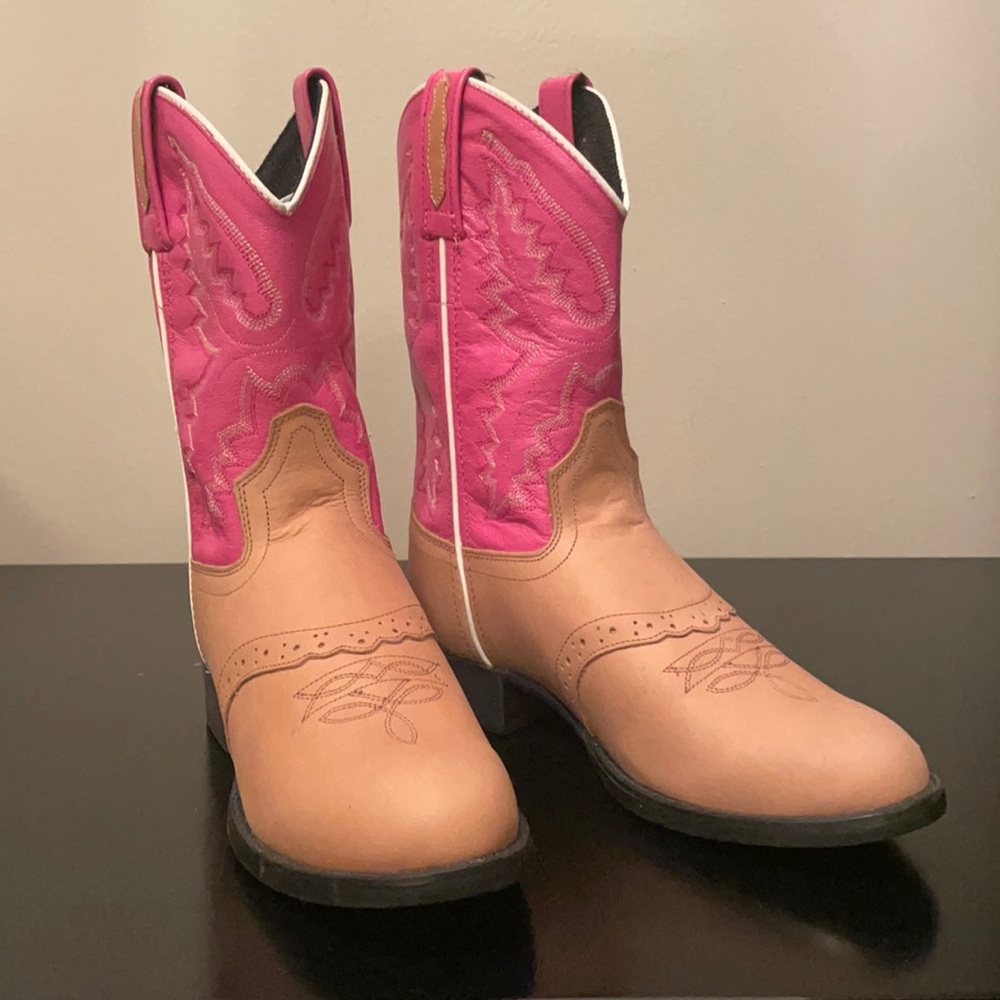 Brand New “Old West”  1938 Kids Cowboy Boots Pink and Tan